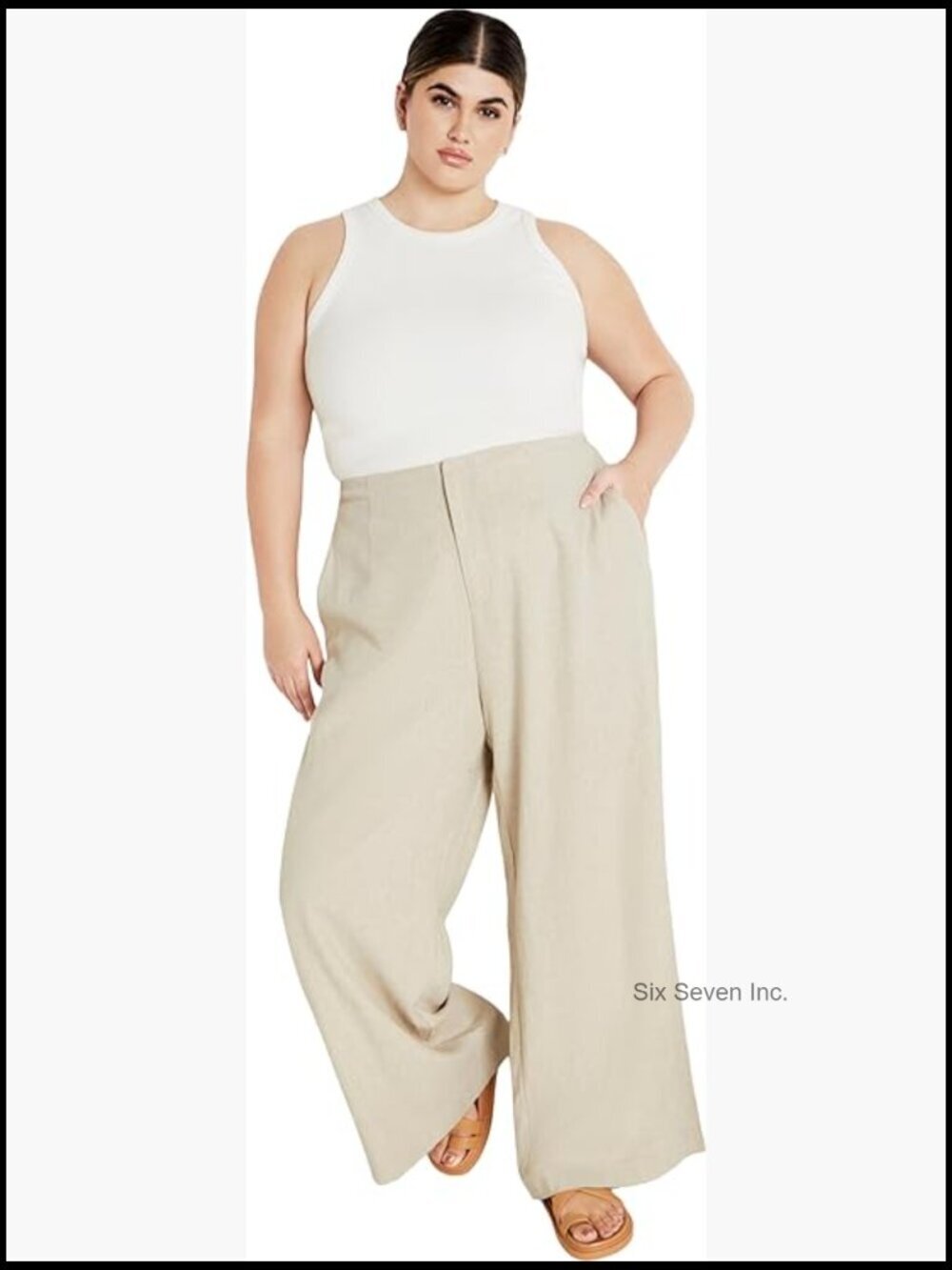 Plus Size Wide Leg Pants with Hook & Eye Zip Closure